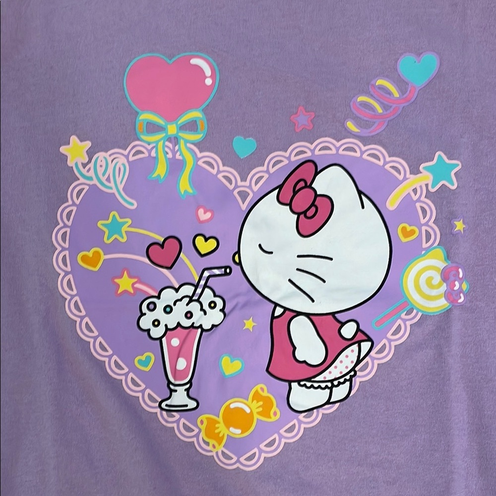 Hello Kitty, milkshake heart party shirt